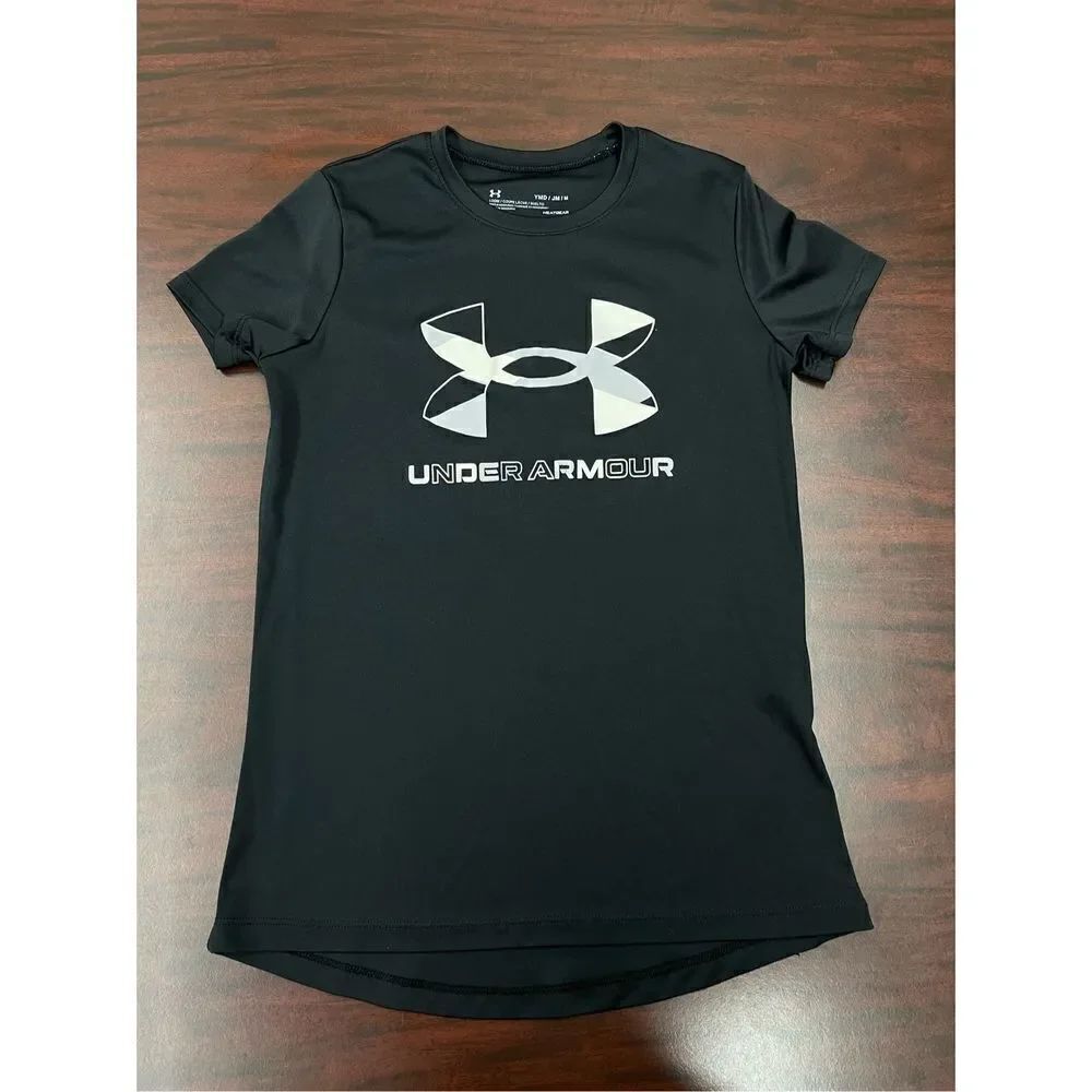 Under Armour Boys Black Short Sleeve Heatgear Tee Size Youth Medium